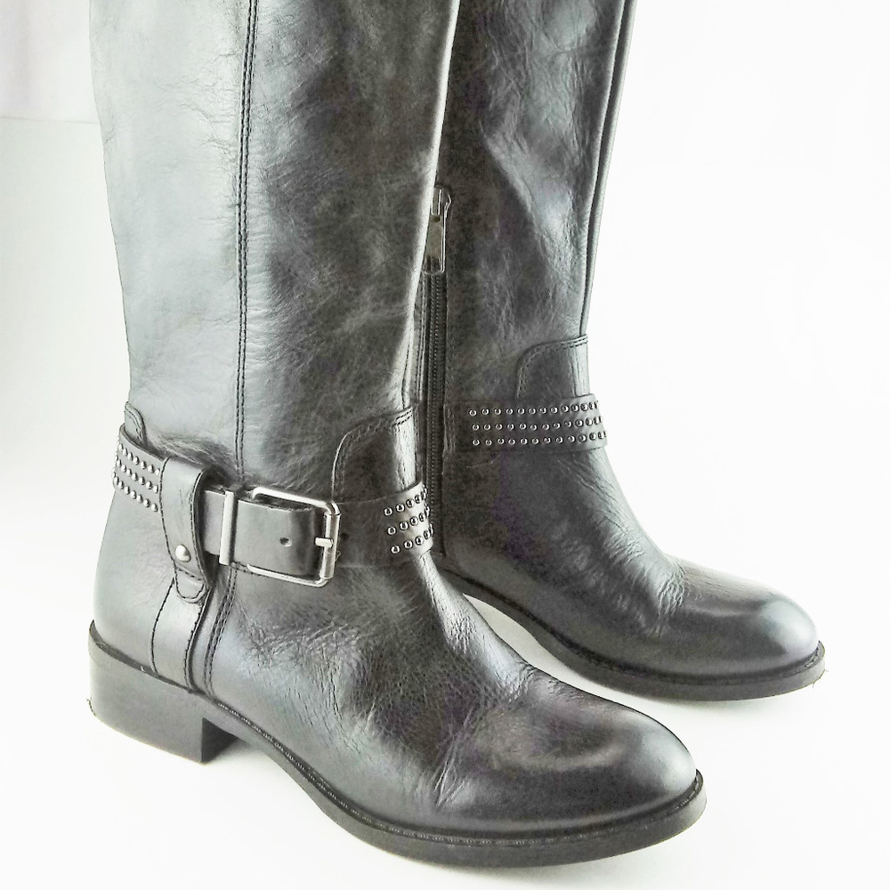 JESSICA SIMPSON Studded Buckle Leather Riding Boot - Picture 4 of 8